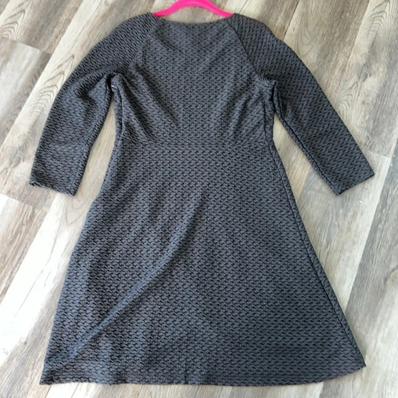 eci New York Charcoal Gray stretch mesh dress Knee Length Long Sleeve sz 10 - Picture 9 of 10